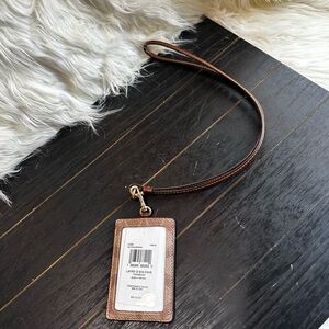 Brown Leather ID Holder with Strap